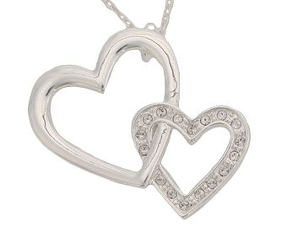 Montana Silversmiths Bedecked Double Heart Necklace, Silver, hi-res