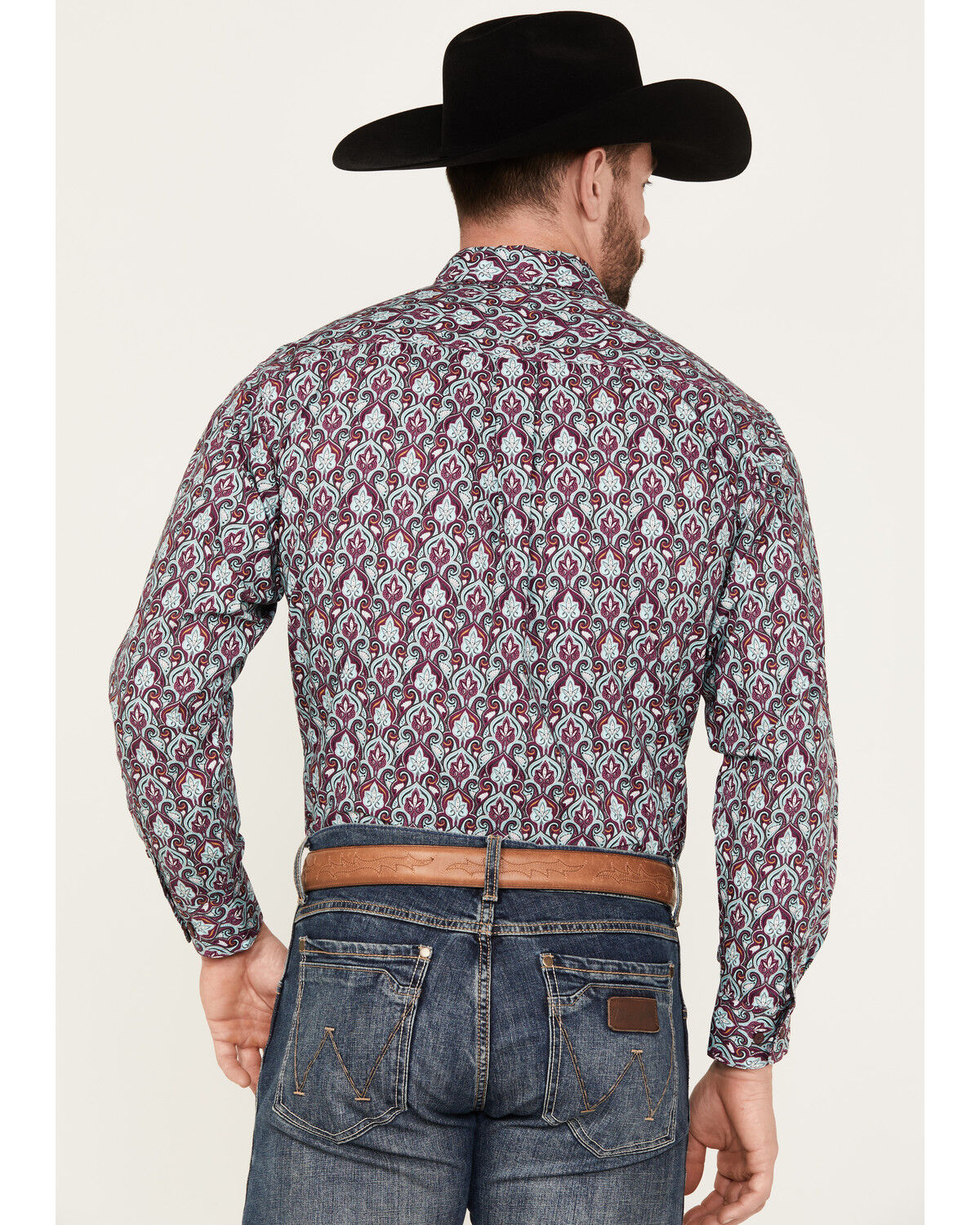 Image #4 - Ariat Men's Stefan Paisley Print Long Sleeve Button-Down Western Shirt, Magenta, hi-res