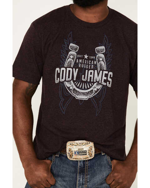 Cody James Men's Boot Stitch Horseshoe Graphic Short Sleeve T-Shirt, Purple, hi-res