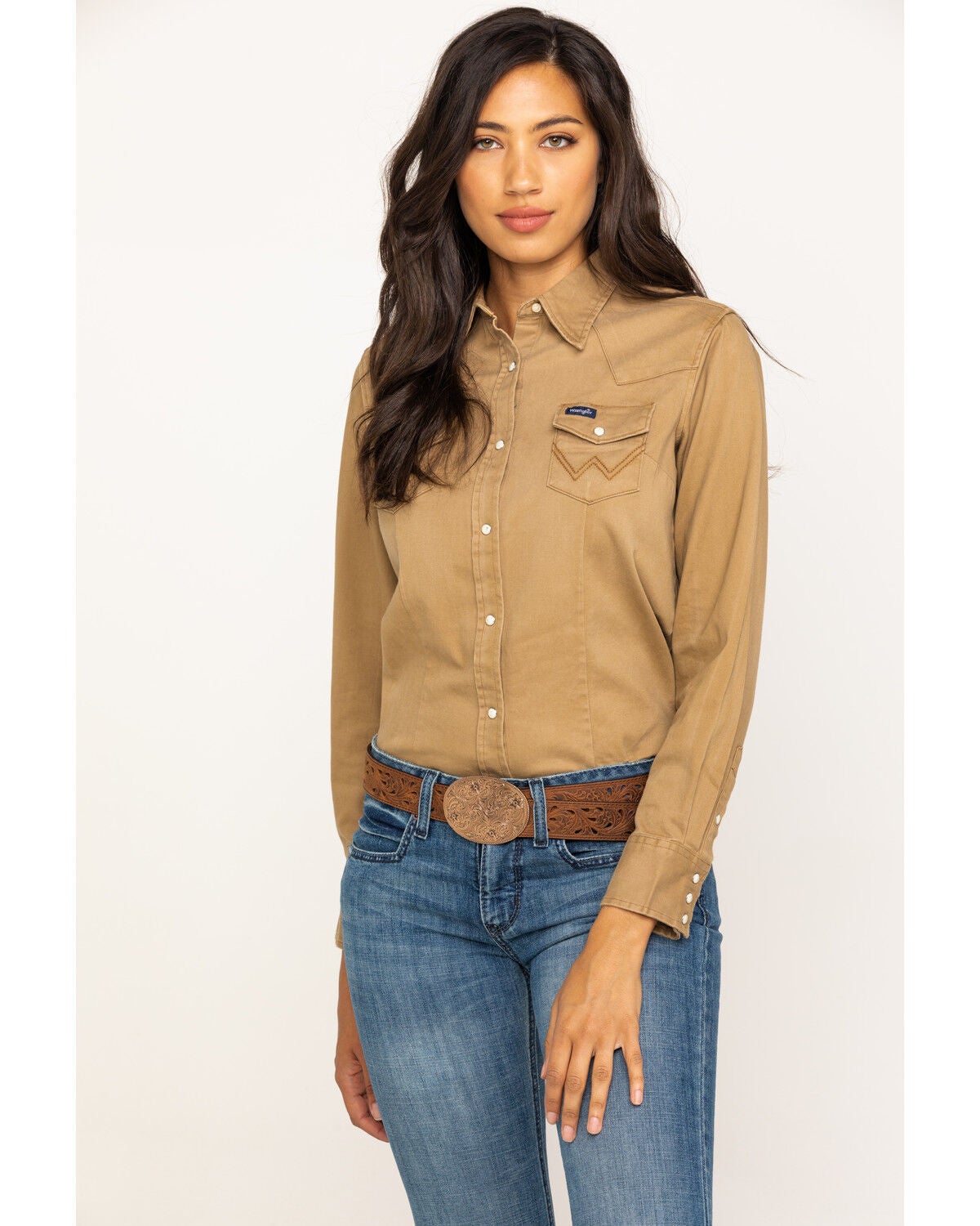 Tan Long Sleeve Western Shirt 