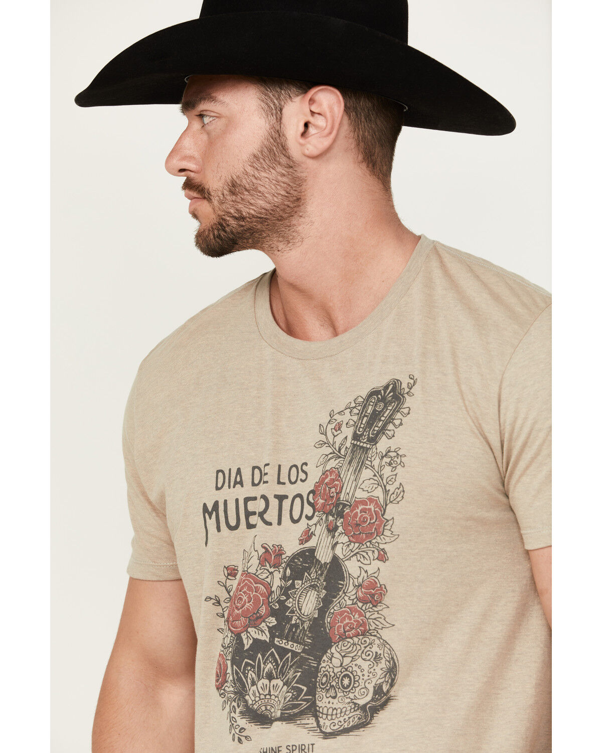 Image #2 - Moonshine Spirit Men's Skull Guitar Short Sleeve Graphic T-Shirt, Tan, hi-res