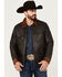 Image #1 - Scully Men's Leather Fringe Jacket, Chocolate, hi-res