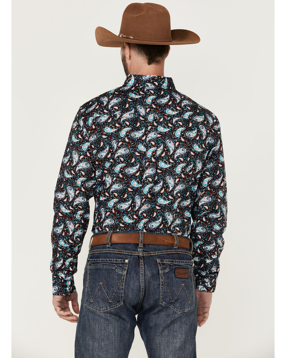 Image #4 - RANK 45® Men's Rodeo Large Paisley Print Long Sleeve Button-Down Western Shirt, Blue, hi-res