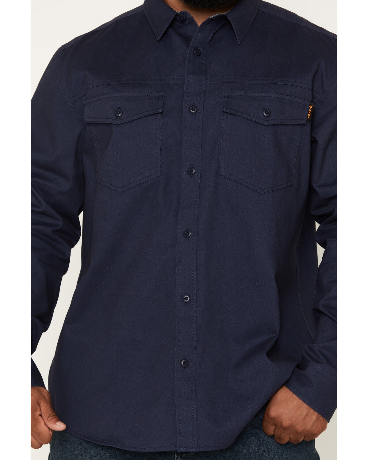 Image #3 - Hawx Men's All Out Solid Twill Long Sleeve Button-Down Work Shirt - Big, Navy, hi-res