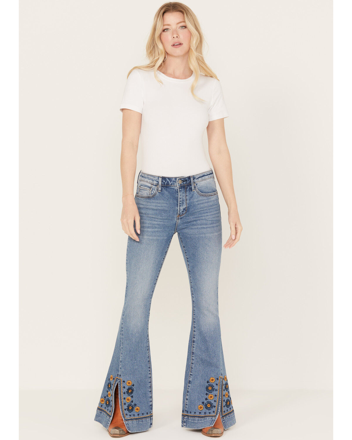 Image #1 - Driftwood Women's Farrah Medium Wash High Rise Flare Jeans, , hi-res