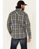 Moonshine Spirit Men's Greenwich Large Dobby Plaid Long Sleeve Western Shirt , Medium Blue, hi-res