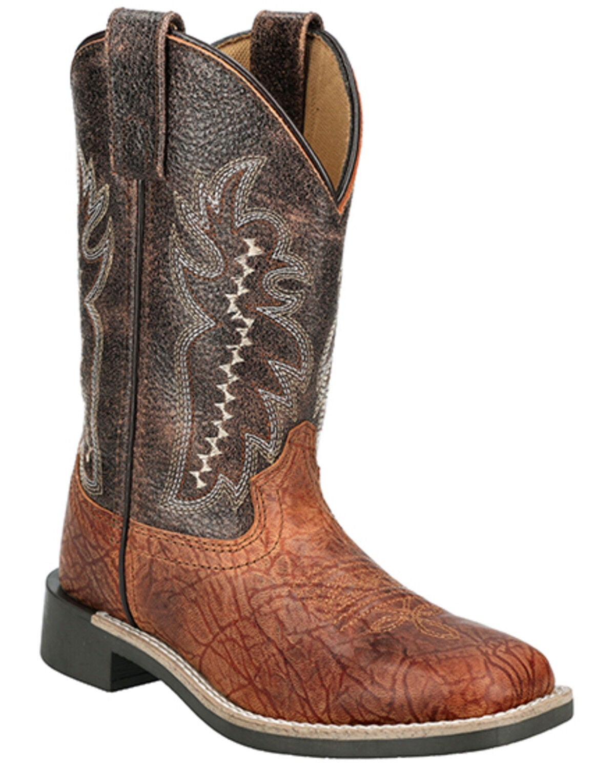 Smoky Mountain Little Boys' Presley Western Boots - Broad Square Toe, Cognac, hi-res