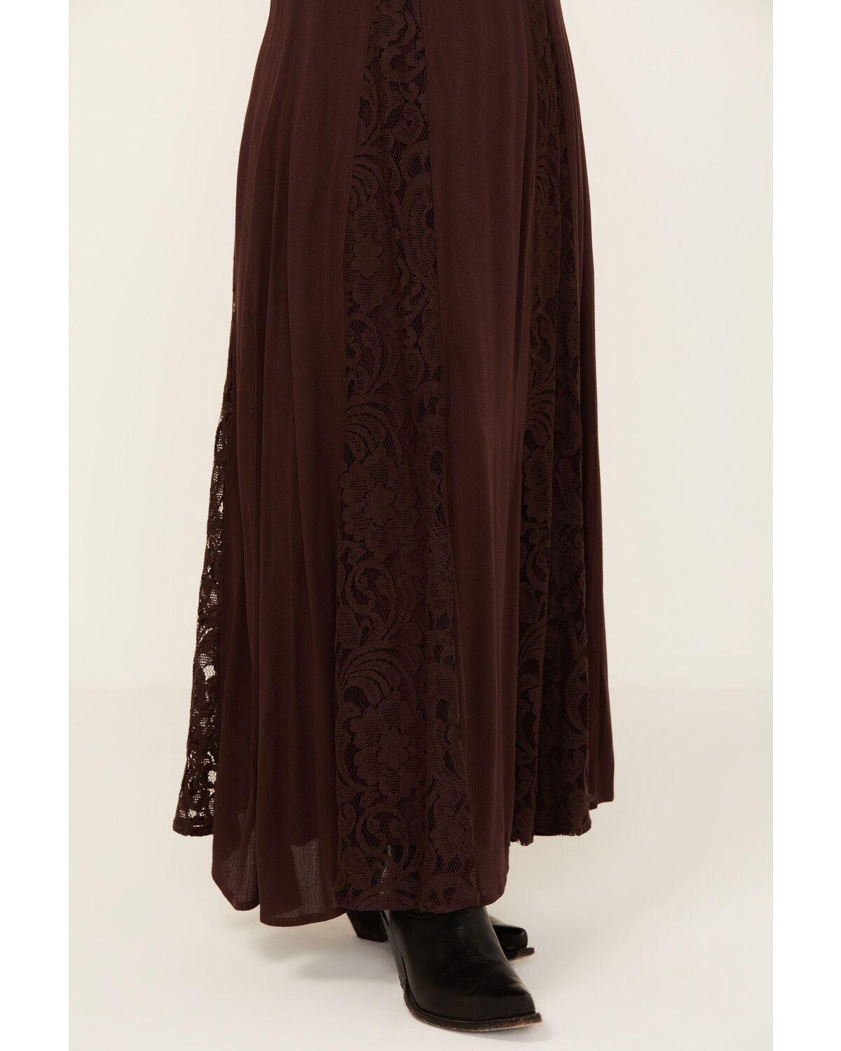 Image #2 - Shyanne Women's Lace Inset Maxi Skirt, Chocolate, hi-res