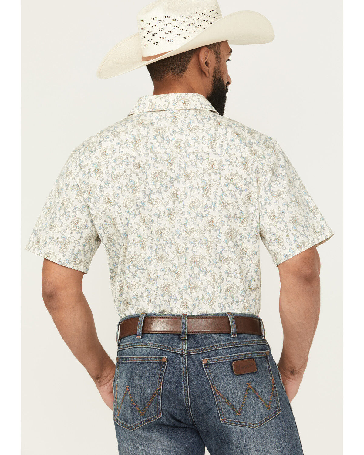 Image #4 - Gibson Trading Co Men's Groovey Floral Print Short Sleeve Button-Down Western Shirt, Ivory, hi-res