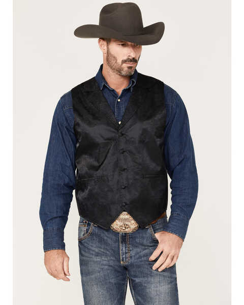 Cody James Men's Regal Paisley Print Vest, Black, hi-res