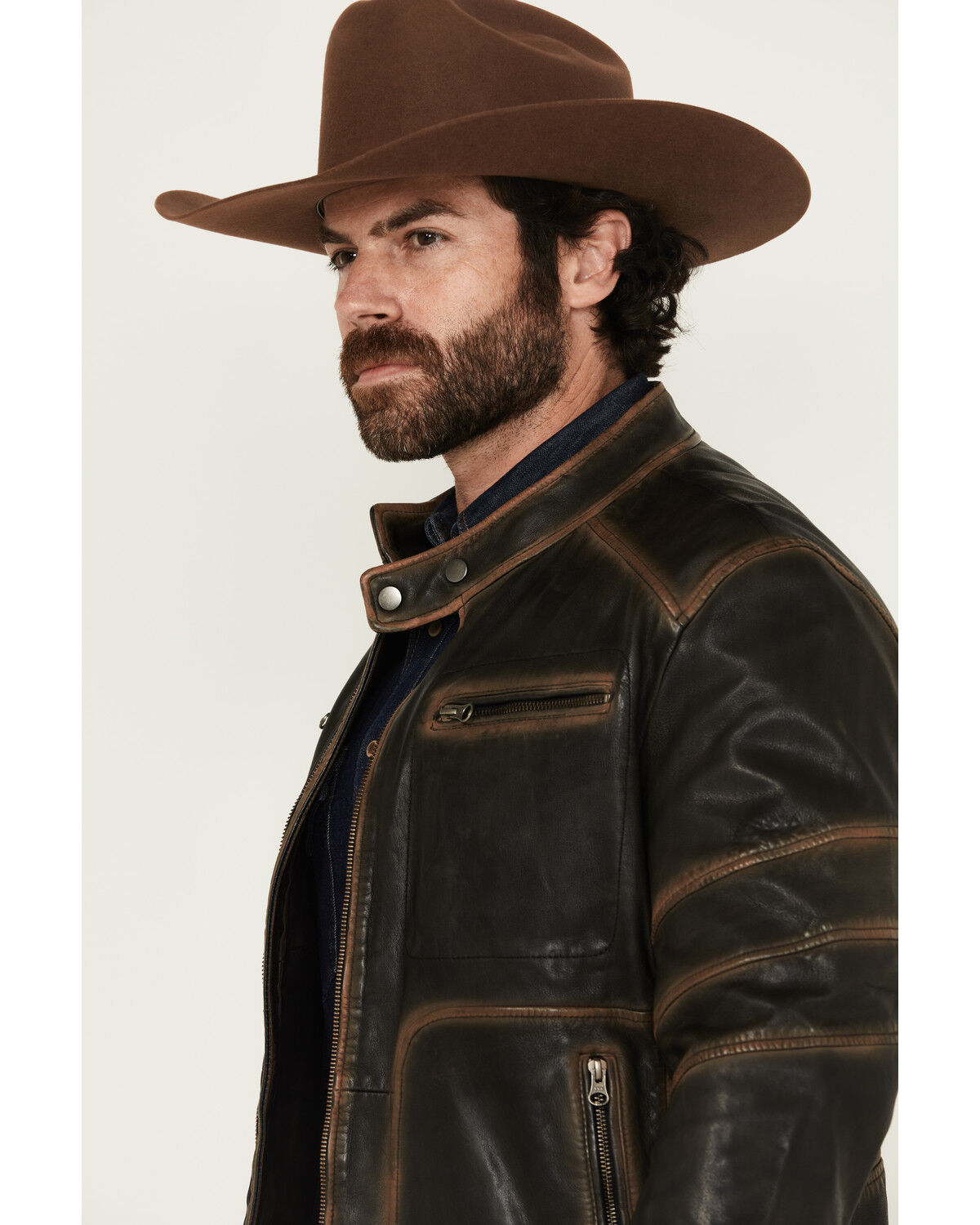 Image #2 - Scully Men's Leather Moto Jacket, Black, hi-res
