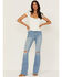 Image #1 - Idyllwind Women's High Risin' Roadtrip Wash Stretch Distressed Knee Flare Jeans, Medium Wash, hi-res