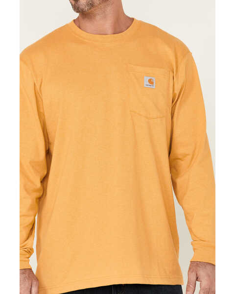 Image #3 - Carhartt Men's Loose Fit Heavyweight Long Sleeve Logo Pocket Work T-Shirt, Yellow, hi-res