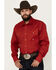 Image #2 - Roper Men's Amarillo Solid Long Sleeve Pearl Snap Stretch Western Shirt, Red, hi-res