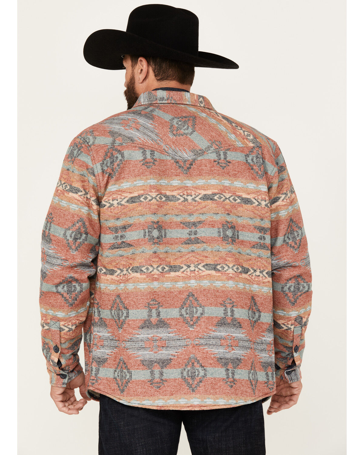 Image #4 - Cody James Men's Spokane Southwestern Print Sherpa Shacket , , hi-res