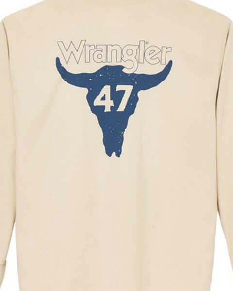 Wrangler Men's FR 47 Longhorn Skull Long Sleeve Graphic T-Shirt, Sand, hi-res
