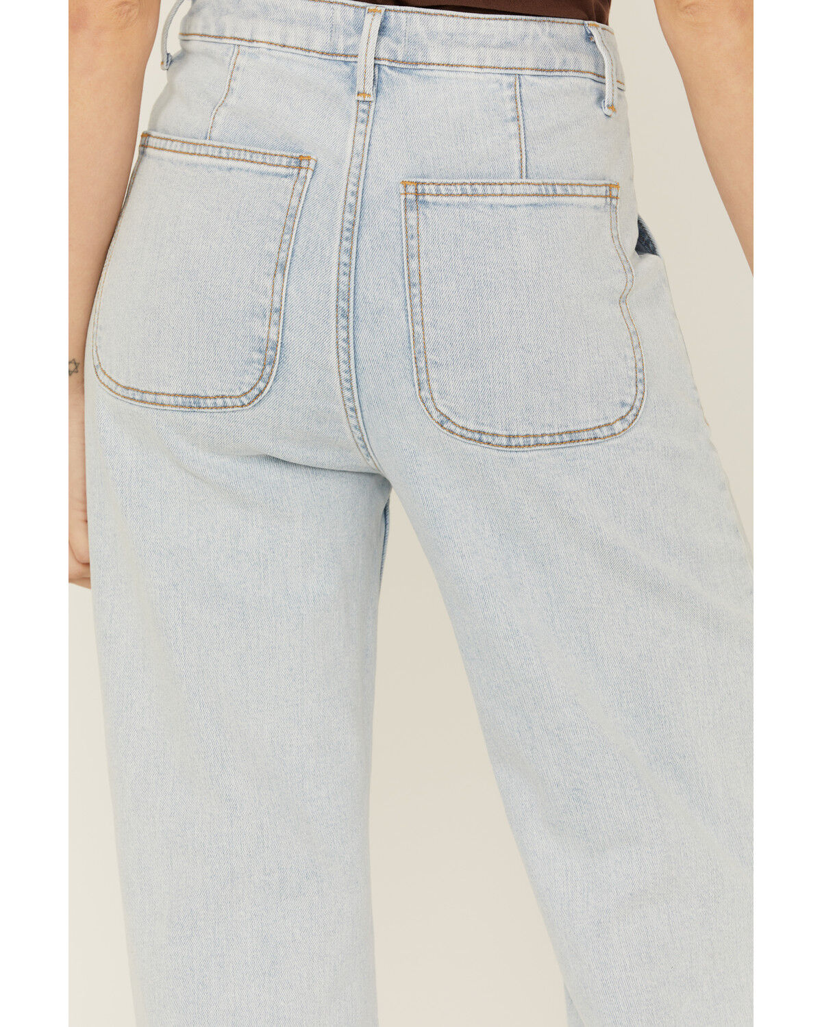 Image #4 - Driftwood Women's Callie X Boogie Nights Light Wash High Rise Floral Embroidered Straight Stretch Denim Jeans, Light Wash, hi-res