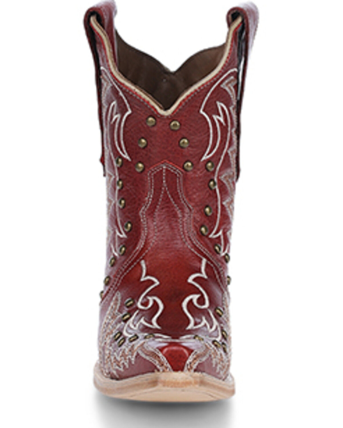 Image #3 - Circle G Women's Studded Ankle Boots - Snip Toe, Red, hi-res