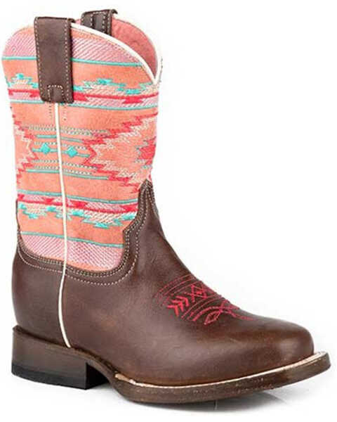 Image #1 - Roper Little Girls' Shailee Western Boots - Square Toe, Brown, hi-res