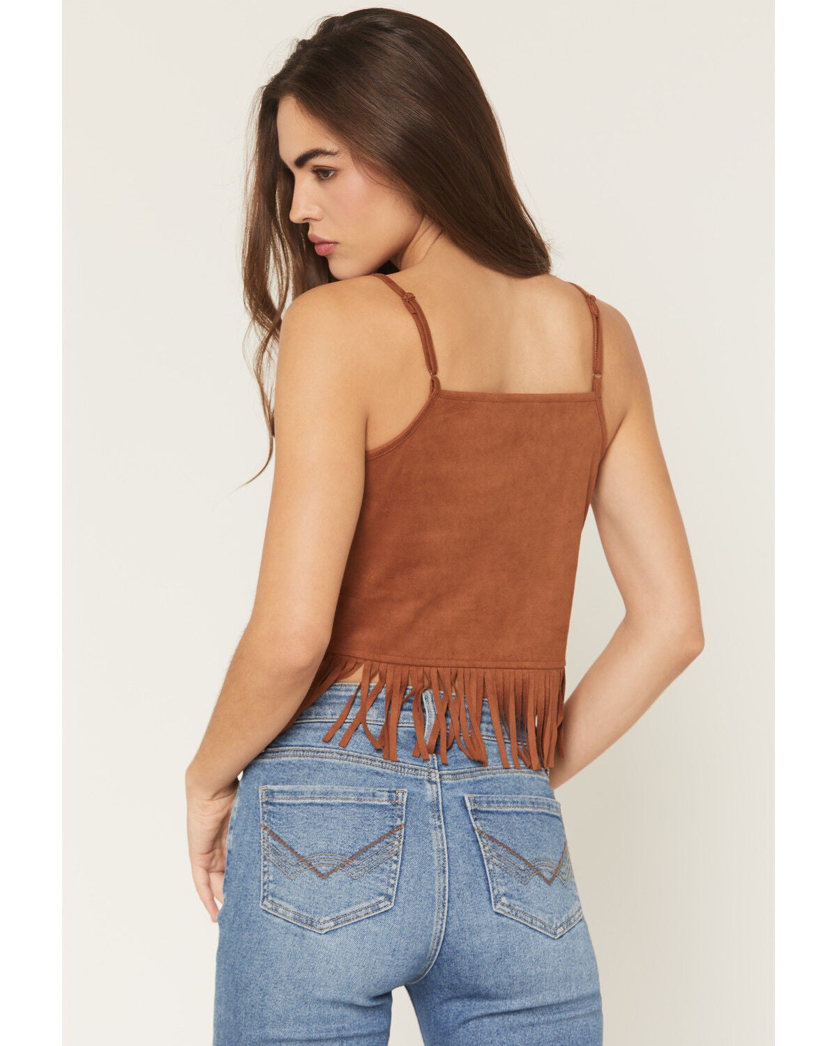 Image #4 - Idyllwind Women's Boot Stitch Faux Suede Tank, Caramel, hi-res