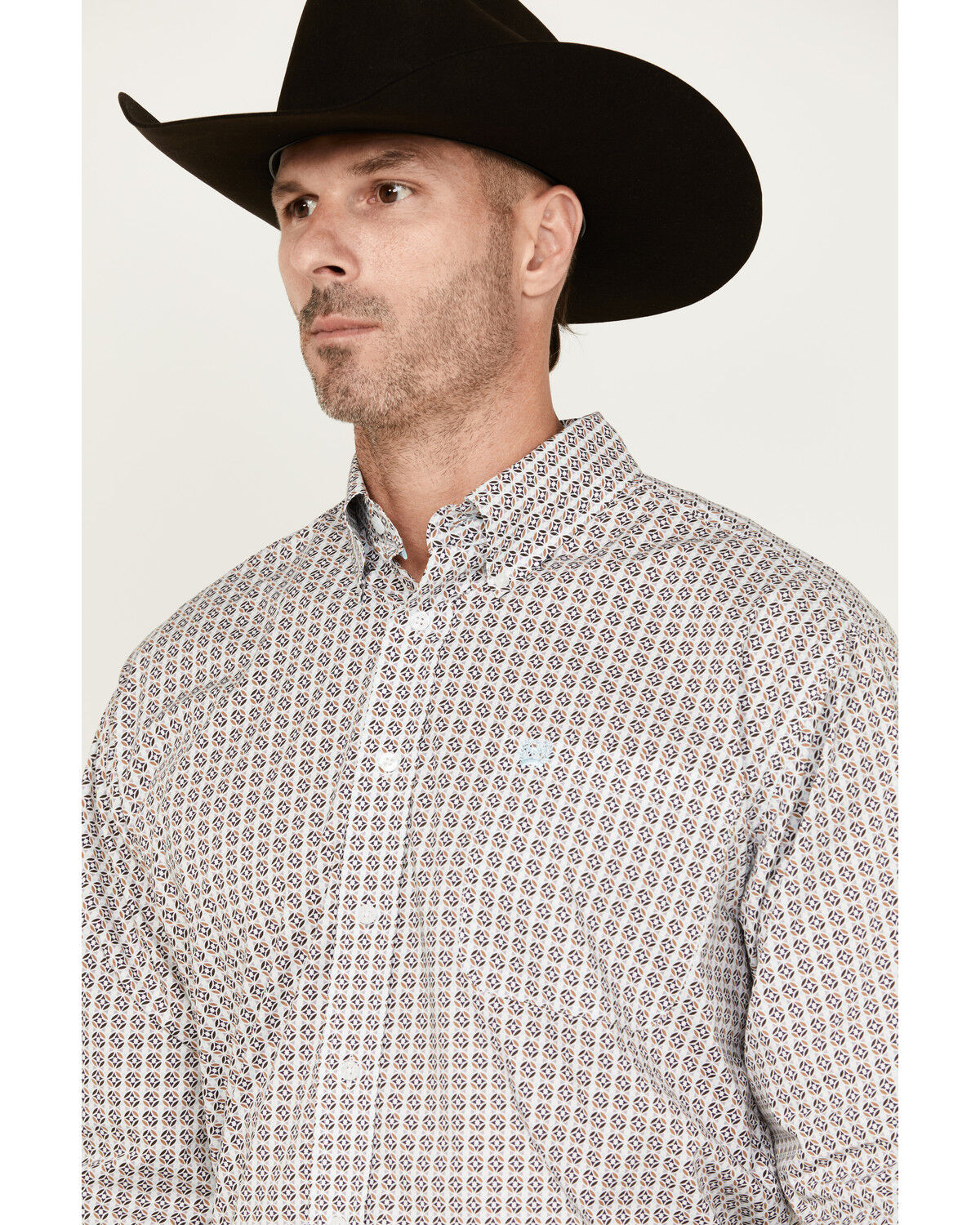 Image #2 - Cinch Men's Geo Print Long Sleeve Button-Down Stretch Western Shirt, White, hi-res