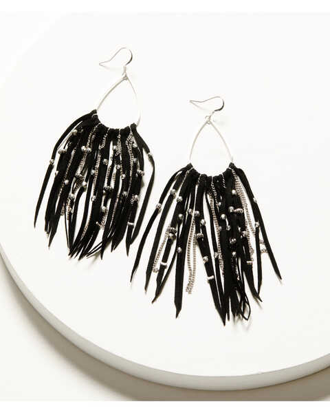 Idyllwind Women's Harrow Black Fringe Earrings, Black, hi-res