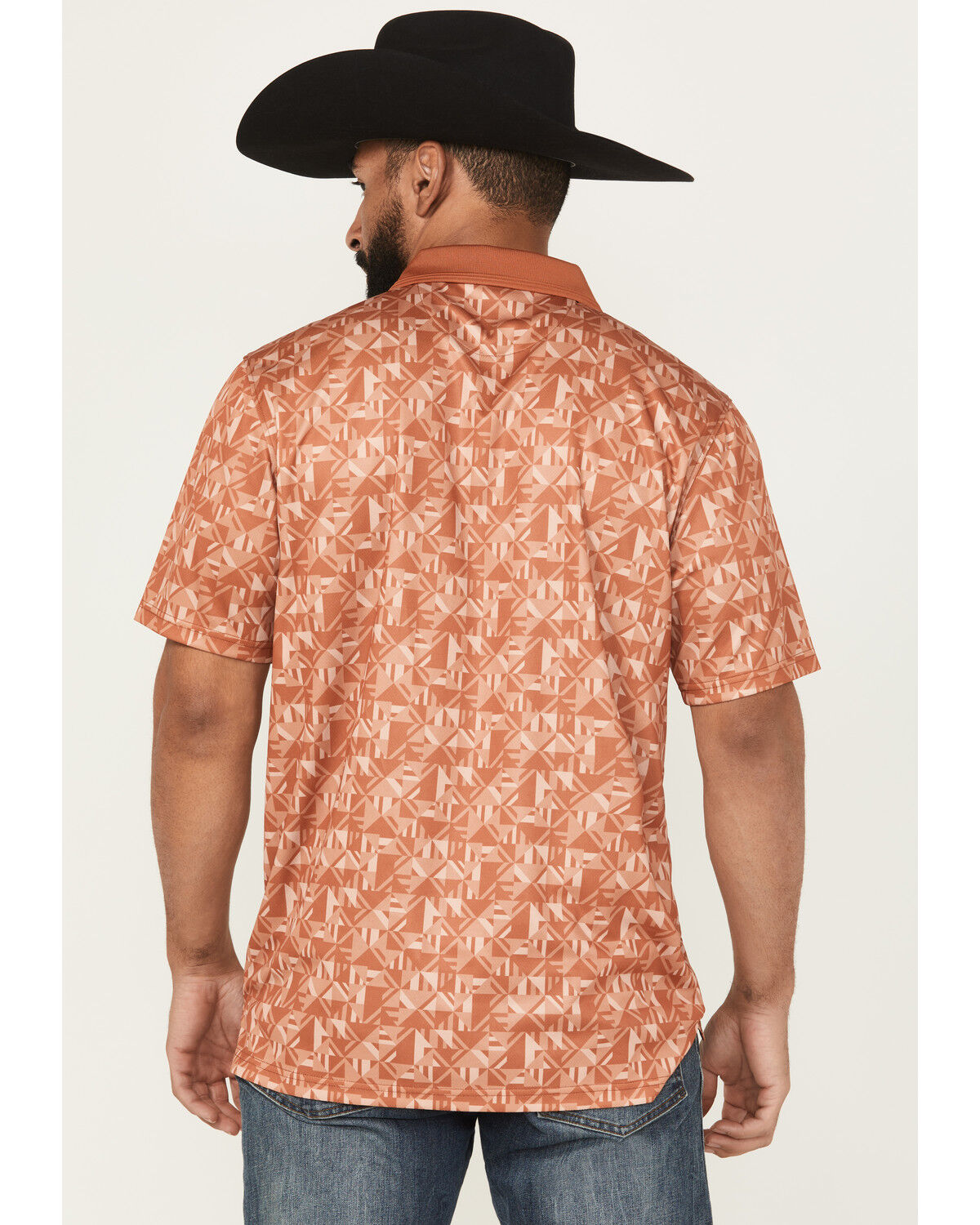Image #4 - RANK 45® Men's Uptown Southwestern Print Short Sleeve Button-Down Polo Shirt, Rust Copper, hi-res