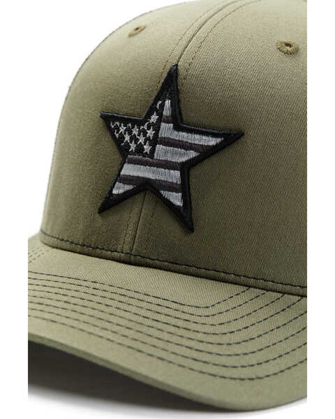 Image #2 - Oil Field Hats Men's American Flag Star Patch Solid-Back Olive Ball Cap, Grey, hi-res