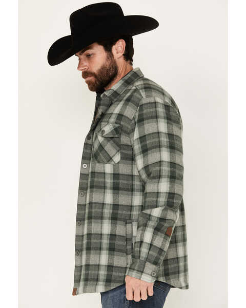 Image #2 - Dakota Grizzly Men's Ivan Plaid Print Sherpa Lined Flannel Shirt Jacket, Green, hi-res