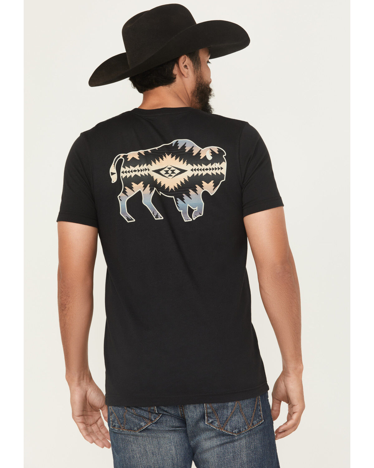 Image #1 - Pendleton Men's Sunset Geo Print Bison Short Sleeve Graphic T-Shirt, Black, hi-res