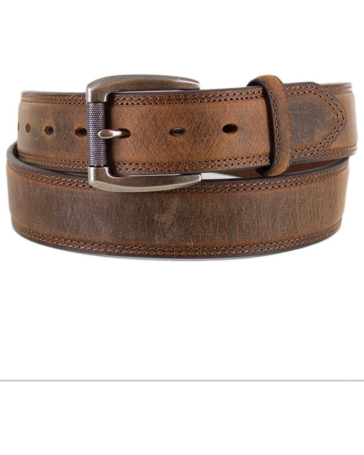 American Worker Men's Tan 1-1/2 Feather Edge Distressed Belt, Tan, hi-res