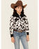 Image #1 - Cowgirl Hardware Girls' Moody Cow Print Long Sleeve Snap Western Shirt, Black, hi-res