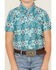 Image #2 - Rock & Roll Denim Boys' Southwestern Print Short Sleeve Snap Western Shirt, Teal, hi-res