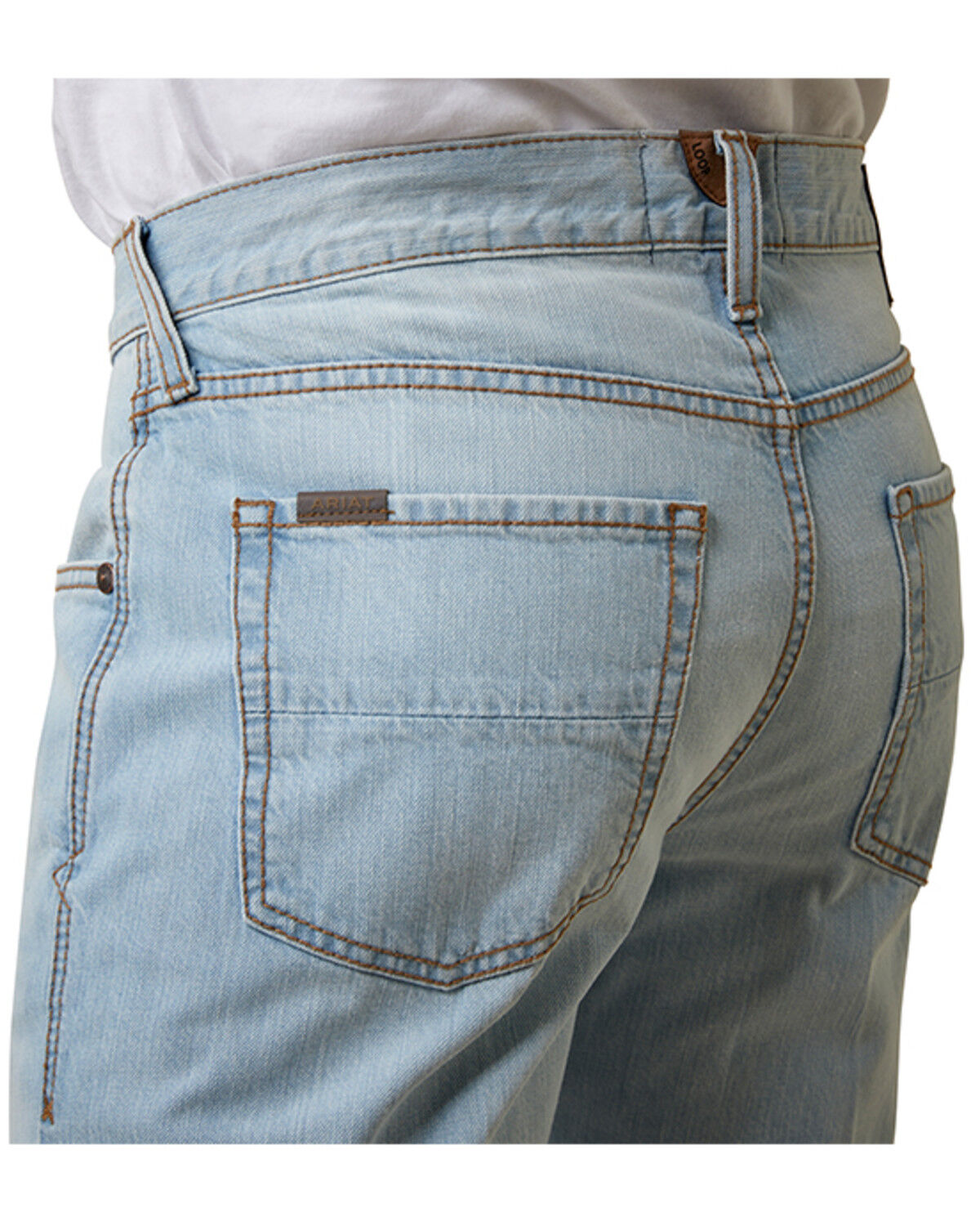 Image #3 - Ariat Men's M5 Eli Straight Rigid Denim Jeans, Light Wash, hi-res