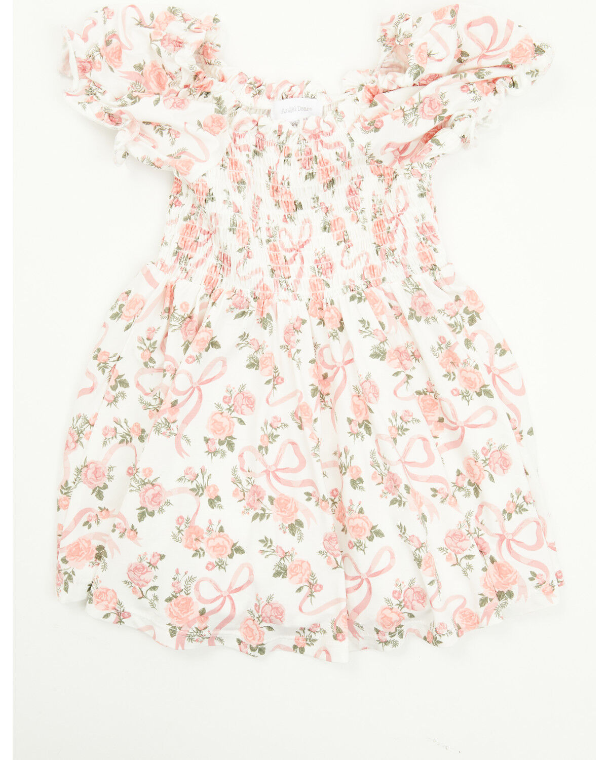 Image #3 - Angel Dear Infant Girls' Ribbons and Flowers Puff Sleeve Dress, Pink, hi-res