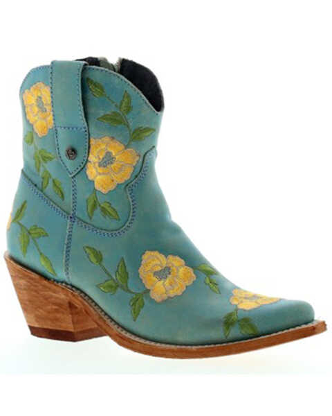 Liberty Black Women's Adela Rose Embroidery Fashion Booties - Snip Toe, Blue, hi-res