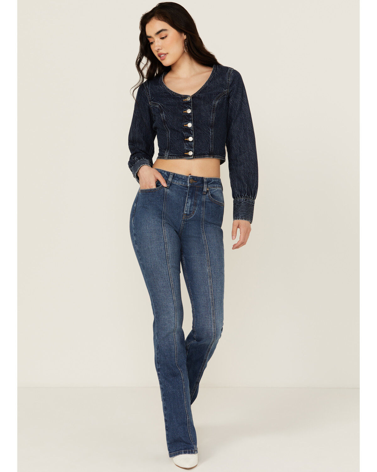 Image #3 - Shyanne Women's Celeste High Rise Bootcut Stretch Denim Jeans, Medium Wash, hi-res