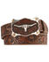 Image #1 - Justin Men's Longhorn Buckle Leather Belt , Tan, hi-res