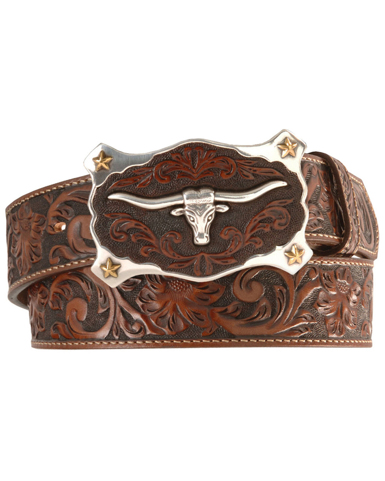 Justin Men's Longhorn Buckle Leather Belt - Country Outfitter