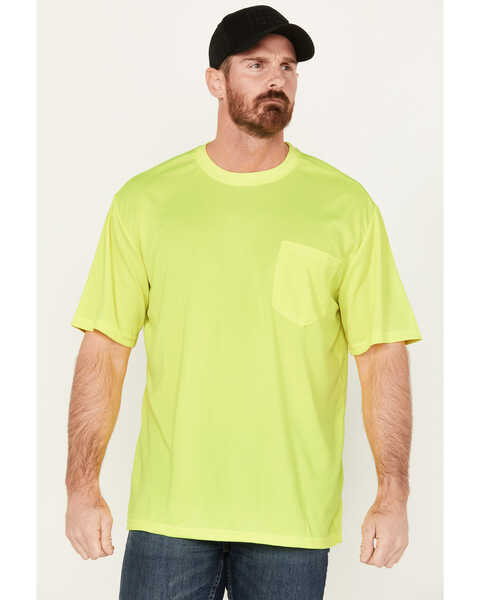 Hawx Men's High-Visibility Short Sleeve Work Shirt, Yellow, hi-res
