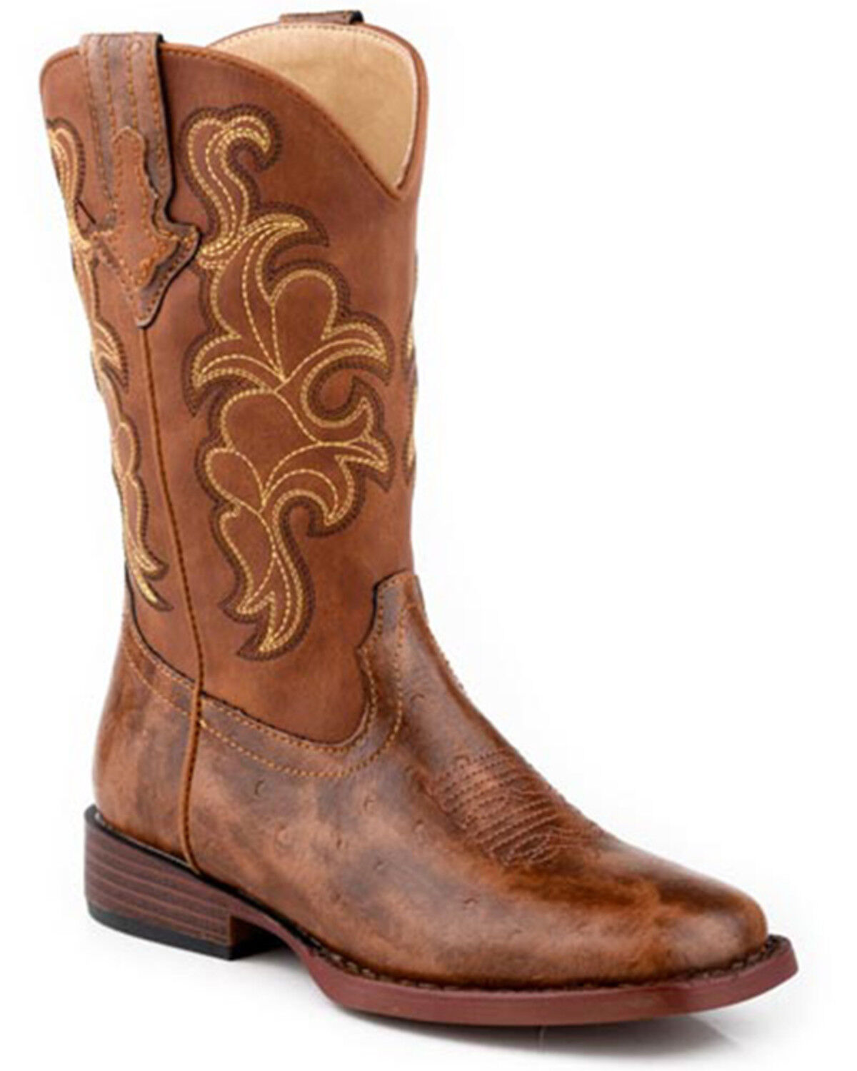 Image #1 - Roper Little Boys' Quills Western Boots - Broad Square Toe, Brown, hi-res