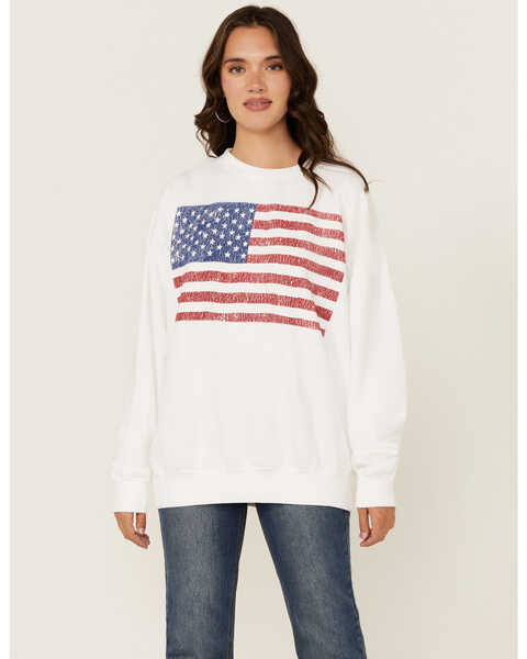 Show Me Your Mumu Women's American Flag Sweatshirt , White, hi-res