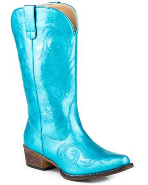 Roper Women's Riley Western Boots - Snip Toe , Blue, hi-res