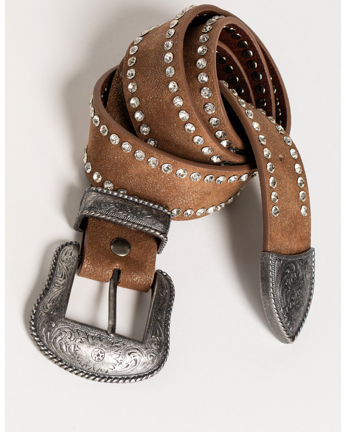 Image #3 - Shyanne Women's Rhinestone Border Belt, Brown, hi-res