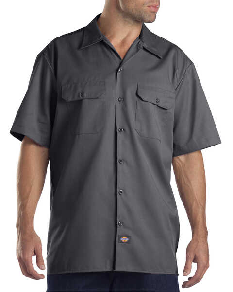 Image #1 - Dickies Men's Short Sleeve Twill Work Shirt - Big & Tall-Folded, Charcoal Grey, hi-res