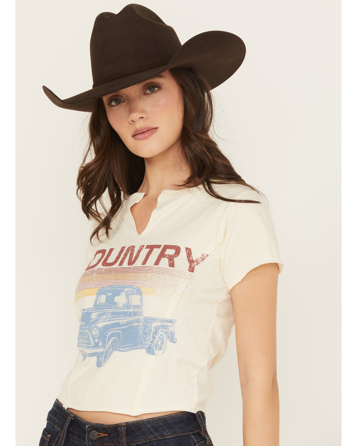 Image #2 - Cleo + Wolf Women's Easton Country Truck Short Sleeve Graphic Tee, Ivory, hi-res