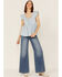 Image #2 - Molly Bracken Women's Sweetheart Flutter Sleeve Denim Top, , hi-res