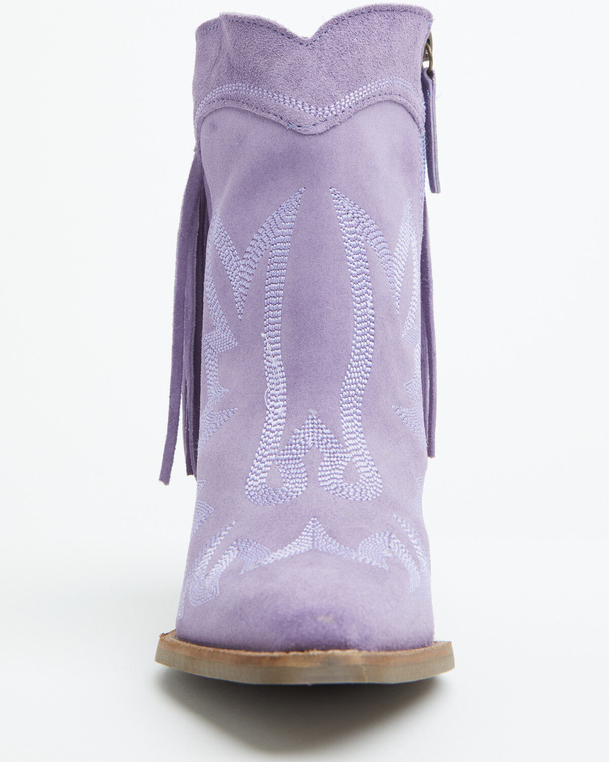 Image #4 - Dingo Women's Wild Sage Suede Fringe Western Booties - Round Toe, Purple, hi-res