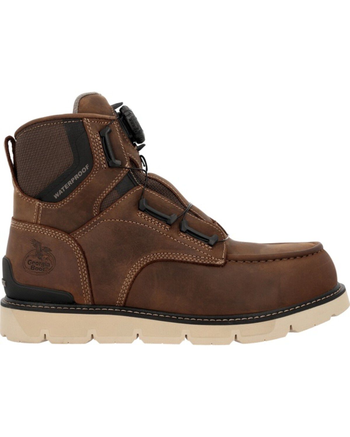 Image #2 - Georgia Men's 6" Carbon Flex Wedge BOA Electrical Moc Work Boots - Carbon Toe, Brown, hi-res