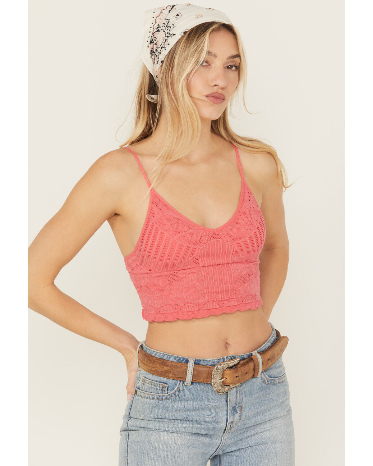 Image #1 - Fornia Women's Seamless Floral Jacquard Tank Top, Pink, hi-res
